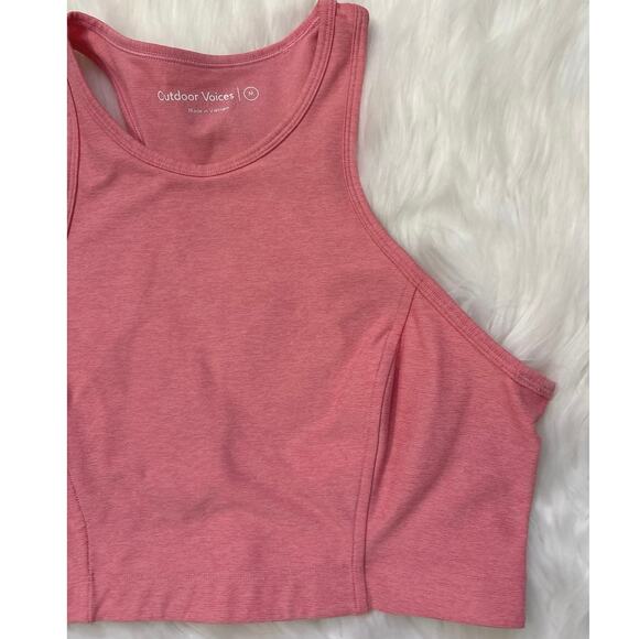 Outdoor Voices Pink High Neck Racerback Back Athena Crop Top Medium - Picture 3 of 6
